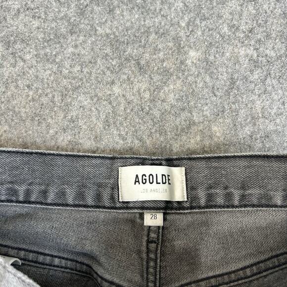 AGOLDE Riley Jeans 28 High Rise Straight Crop Inkjet Wash Grey 100% Cotton Ankle - Picture 11 of 11